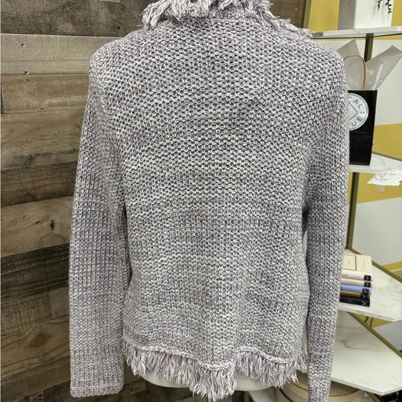 Chicos Lilac & Silver Freida Fringe Cardigan 2/Lg - Picture 3 of 4